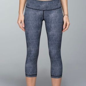 Lululemon Wunder Under Yoga Pant Crop Gray Diamond Jacquard size 8